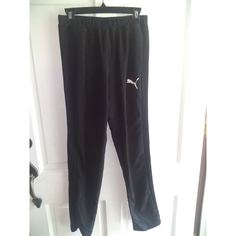 Puma Mens Black Athletic Track Pants Elastic Waist Small